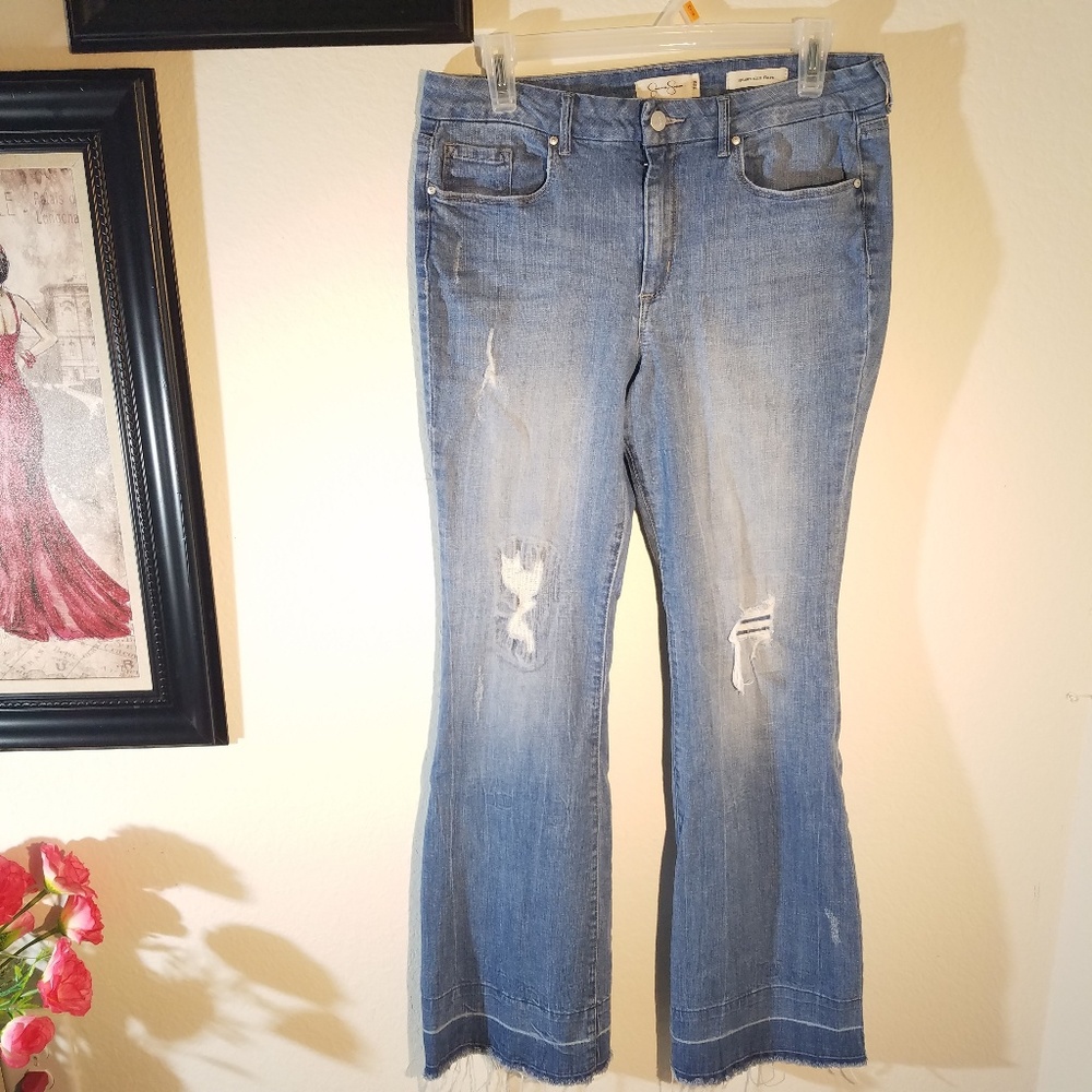 Jessica Simpson Uptown Slim Flare Blue Jeans Sz 30